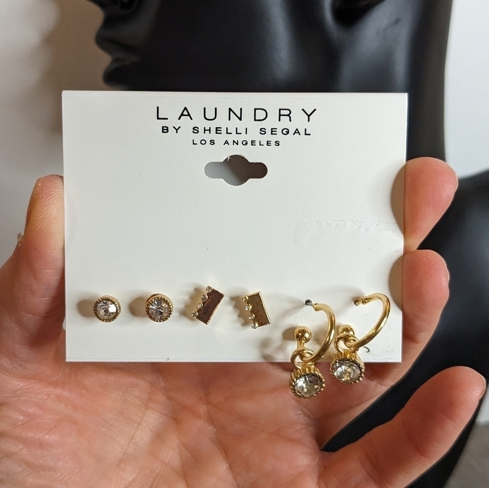 Laundry by Shelli Segal Gold Tone Earring Trio